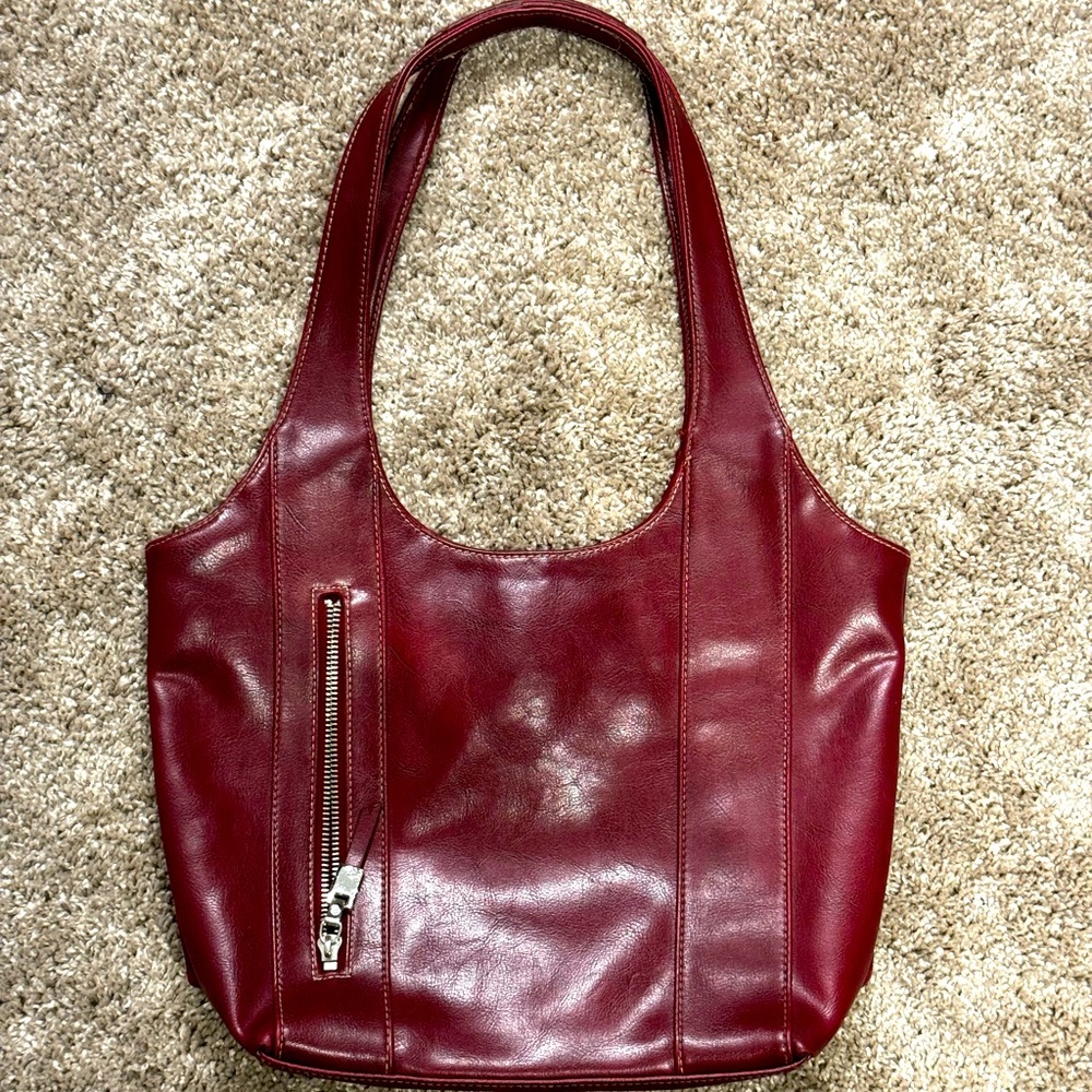 Burgundy faux leather bag